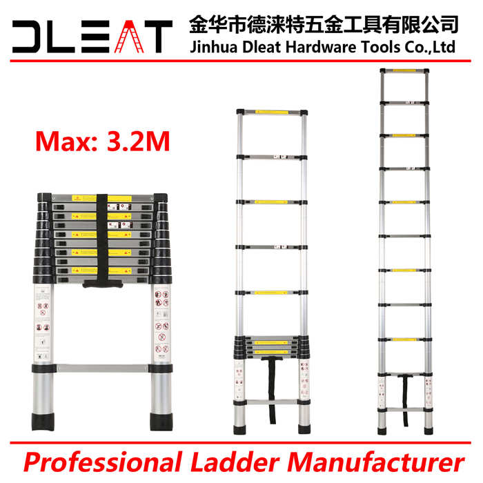 Dleat 3.2.m Aluminum Single Telescopoic Ladder With EN131