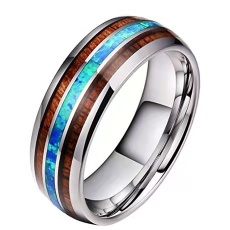 Iconic inlay black dome tungsten gold ring