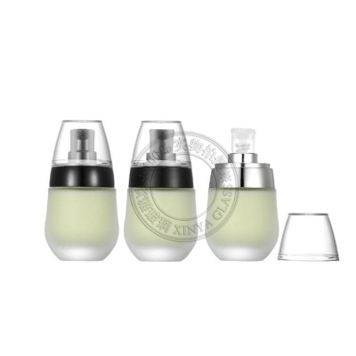 30ml foundation glass bottle black silver gold ring pump sprayer serum lotion concealer bottle