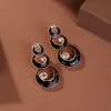 Luxury Black Enamel Circle Dangling Earrings Vintage Statement Fine Jewelry 18K Gold Plated Party Wedding - zged624