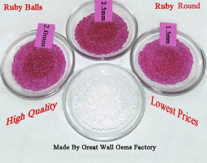 3mm red corundum (ruby) balls, white corundum balls and diamond cut corundum round