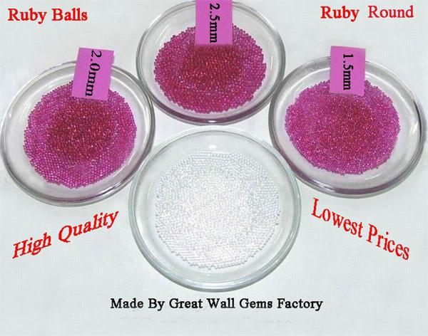 ruby ball, ruby round, corundum ball, corundum round, cubic zirconia balls, CZ balls