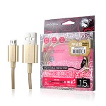 2.0 A (M)-Micro USB Slim Sync/Charging Cable-1.5M-GOLD