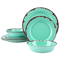 Multi color 3pcs retro rust plates customized design dinnerware melamine dinner sets in india
