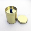 Round Tin Box, Gold Lacquered with double lid