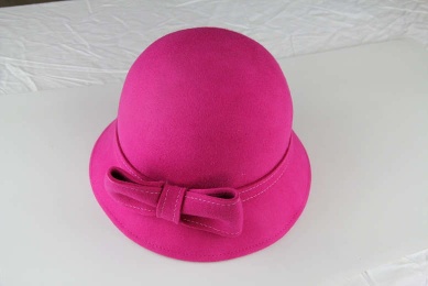 Custom ladies pink wool felt cloche hats