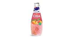 Glass Water Bottles Chia Seeds Peach