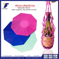 Holiday Gift Unique Design Collapsible Silicone Wine Coaster Tote Wine Bag