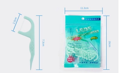 Lede Mint High Elastic Wax-free Orthodontic Flossing Toothpick Individually Packed 40 pieces - mint floss pick 40