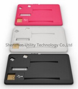 emergency credit card size power bank with built-in cable 500mAh