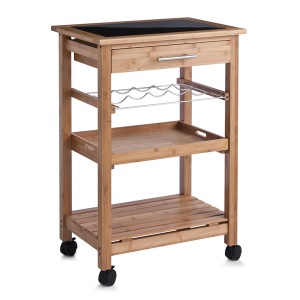 Kitchen Glass Top Trolley,Bamboo