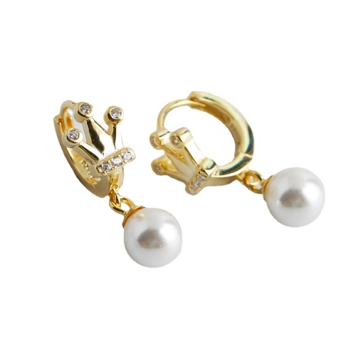 S925 sterling silver baroque pearl earrings with zircon