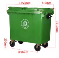 660 liter plastic recycling dustbin, HDPE new material