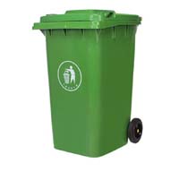 plastic recycling dust bin with lid, with 2 wheels