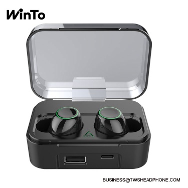 DE01 IPX7 waterproof wireless earbuds with breathing lights, 2600mAh charging case with USB output, 3D stereo quality sound,