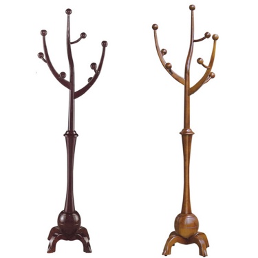 Wooden Coat Rack Solid Rubber Wood Hall Tree Hanger with Four Legs Base