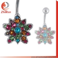 Multiple gems navel button rings body jewelry