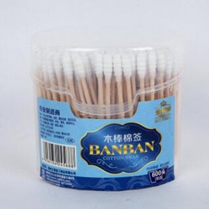 300PCS spring-box wooden stick cotton swab