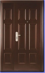 One and a half PVC laminated steel door with wooden edge