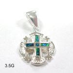 925 sterling silver opal Jewish cross pendent