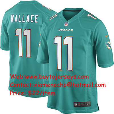 Men\s Nike Miami Dolphins Mike Wallace Game Team Color Blue Jersey