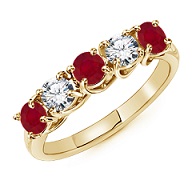 Classic Five Stone Ruby and Diamond Engagement Ring for Her