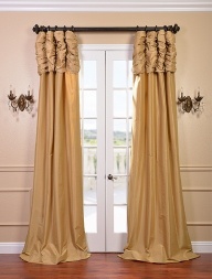 Honey Ruched Faux Solid Taffeta Curtain