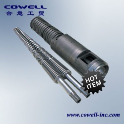 Conical twin screw barrel