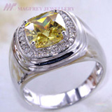 Men\s Princess Yellow Sapphire & White Topaz GP Ring