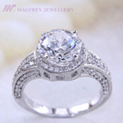 Brilliant 6.68 CT Round Halo White Sapphire & CZ Wedding Engagement Ring