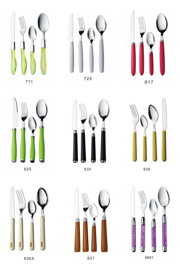 Plastic handle cutlery set
