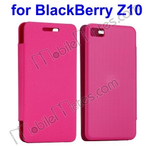 Anti-slip Litchi Pattern Flip Leather Cover Case For Blackberry Z10(Hot Pink)