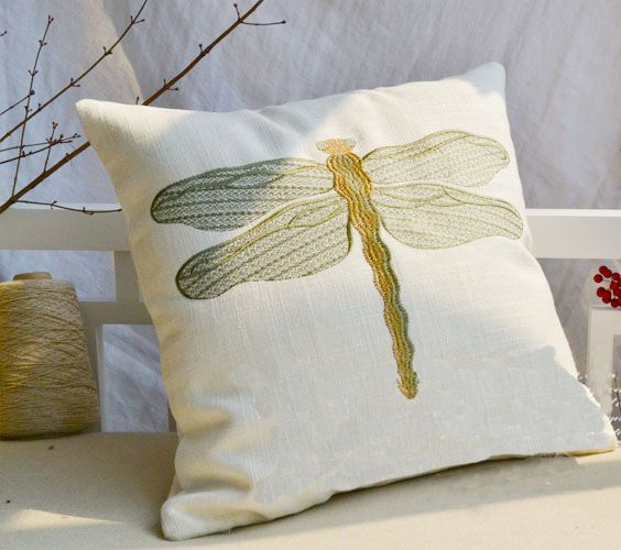 embroidered linen cushion