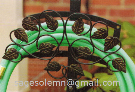 wrought iron hose holder with scroll