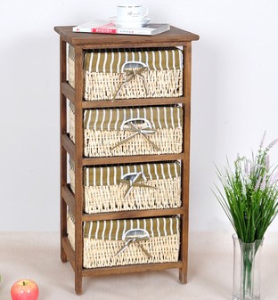 Cabinet with rattan basket