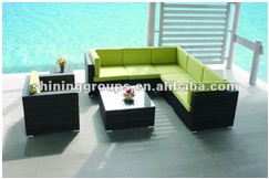 Outdoor sofa 1)SGS standard PE rattan 2)Colorfast and waterproof cushion 3)Powder coated Alu. tube 4)Guarantee for 1 year