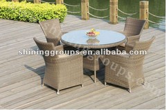 Patio set 1) SGS standard PE rattan 2) Colorfast and waterproof cushion 3) Powder coated Alu. tube 4) Guarantee for 1 year