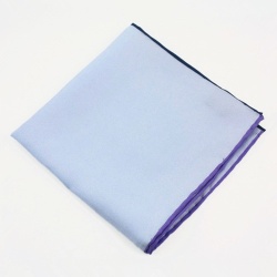 light blue solid small pocket square silk scarves contrast rolled edge - SWSP014