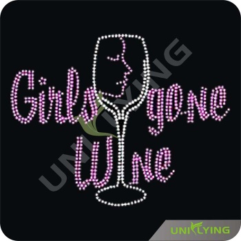 Girls Gone with Wine glass hot fix rhinestone pattern
