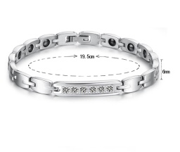 Titanium Bracelets, Couples Magnetic Jewelry with Zircons
