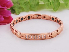 Womens Stainless Steel Link Bracelet, Rose Gold bracelet with Bio-elements