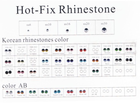 The color and size of our rhinestones