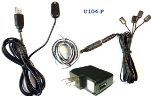 Remote Control IR Repeater/ IR Extender with 1 Receiver & 4 Emitters ( for 4 AV Devices ) & USB 5V adaptor U104-P - U104-P