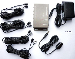 Remote Control IR Repeater/ IR Extender with 1 Receiver & 8 Emitters ( for 8 AV Devices & 1 Display ) with DC12V power BD108