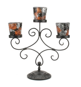 Mosaic Votive Candle Holders On a Metal Holder