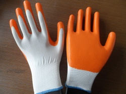 nitrile glove (white and orange)