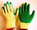 latex glove (T/C shell yellow and green)