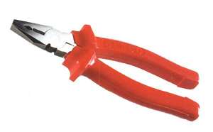 COMBINATION PLIERS W/SIDE CUTTING JAWS, POLISHED, W/RED TERA HANDLE