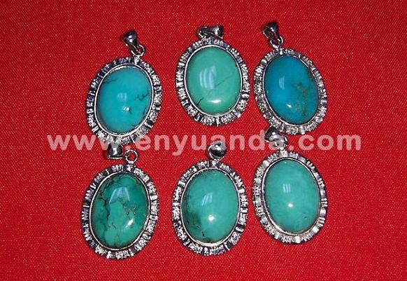 925sliver oval turquoise pendants(YDJ-3)