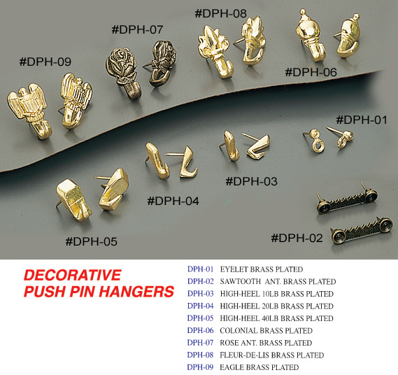 Pin Hooks Push Pin Hangers, 20 lbs Push Pin Hanger, Picture Hanging Nails  for Home Office Fabric Wall Wooden (15, Bronze) : : Home  Improvement
